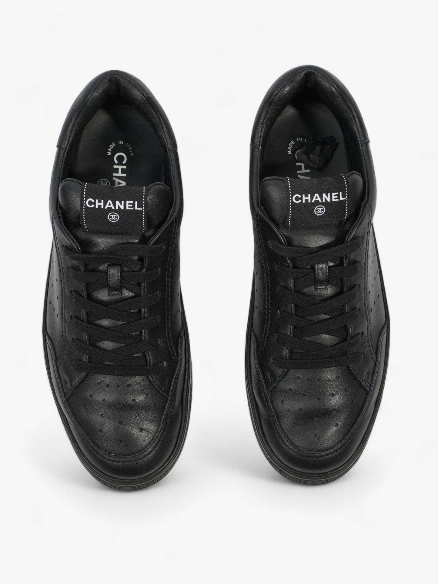 Chanel Low Top Sneaker Black Leather EU 43 UK 9
