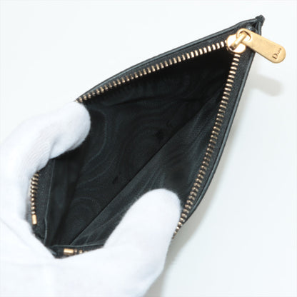 Christian Dior Saddle Leather Chain Wallet Black