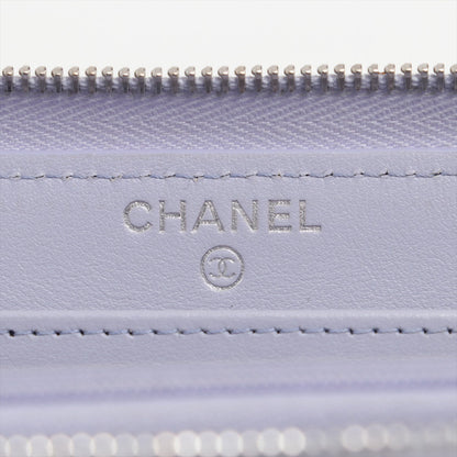 Chanel Caviar Classic Long Zipped Wallet Light Purple