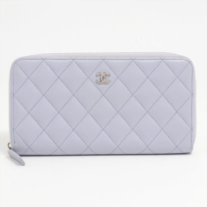 Chanel Caviar Classic Long Zipped Wallet Light Purple