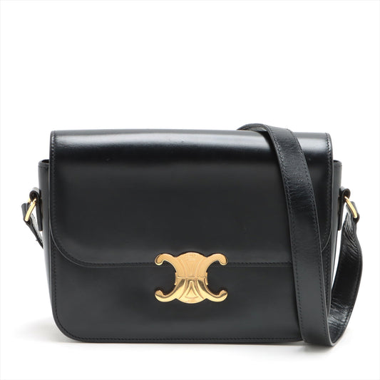 CELINE Medium Triomphe Leather Shoulder bag Black