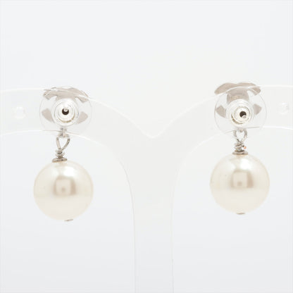 Chanel Coco Logo Rhinestone Pearl Drop Earrings Costume Jewellery