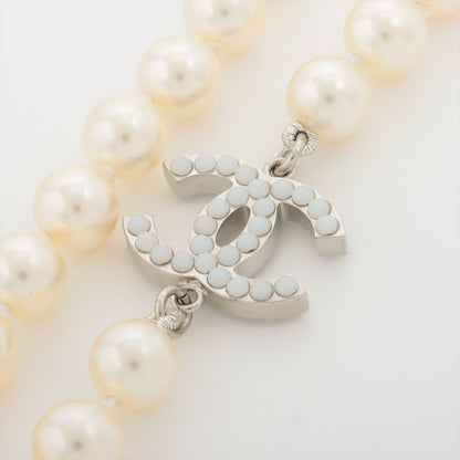 Chanel Coco Logo Long Pearl White Necklace Costume Jewellery