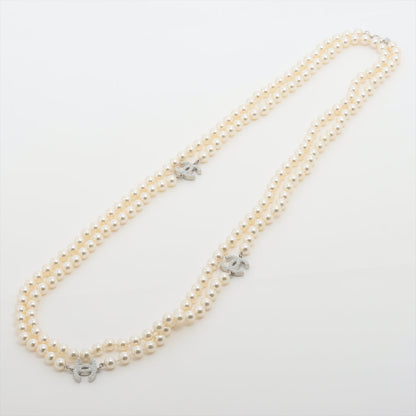 Chanel Coco Logo Long Pearl White Necklace Costume Jewellery