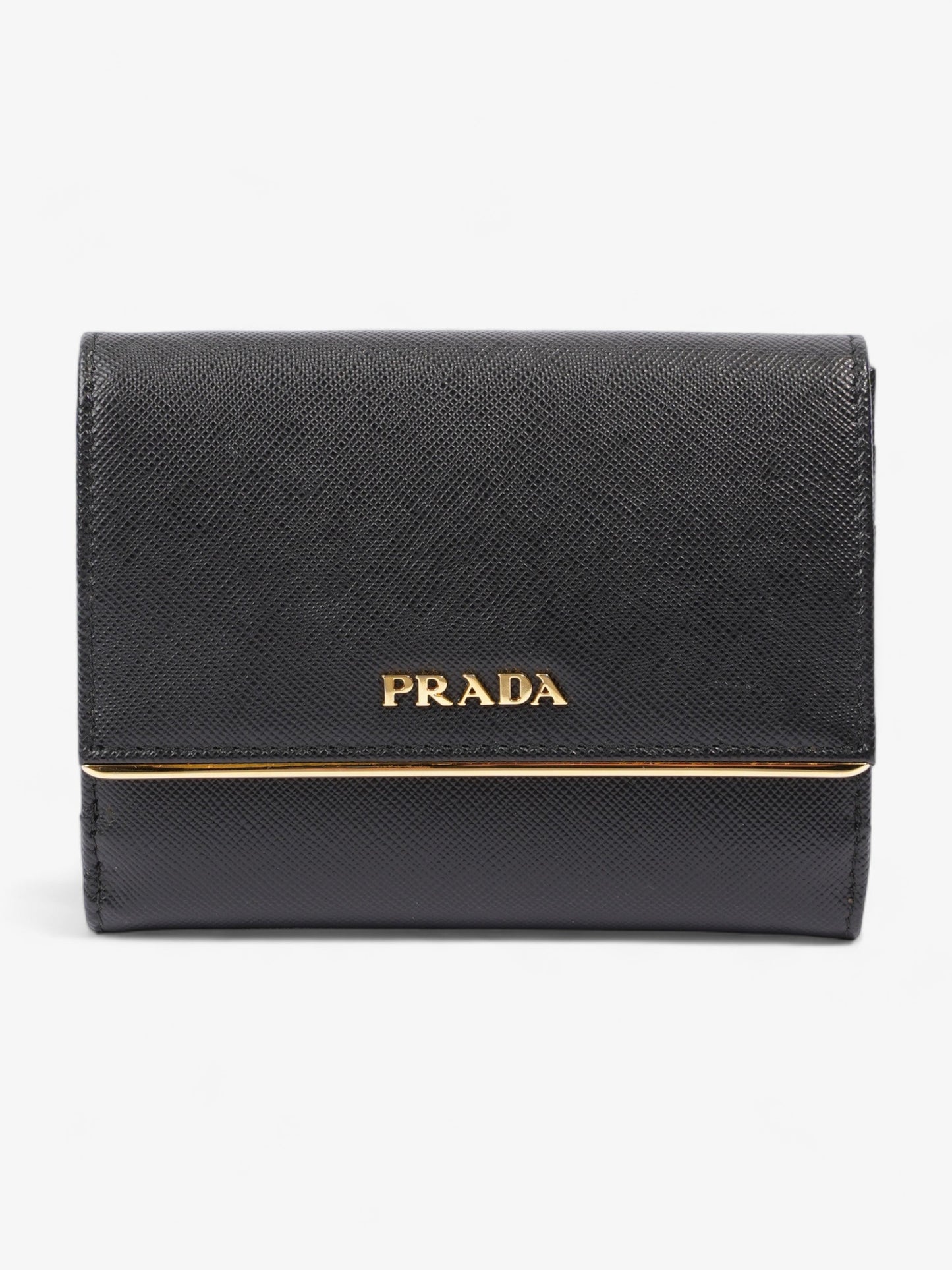 Prada Compact Wallet Black Saffiano Leather