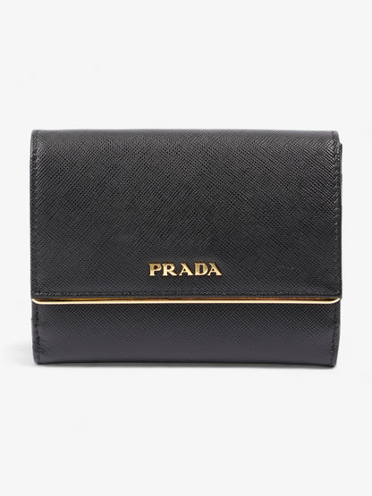 Prada Compact Wallet Black Saffiano Leather