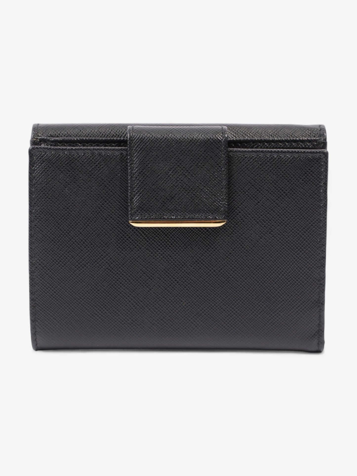 Prada Compact Wallet Black Saffiano Leather