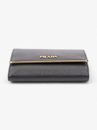 Prada Compact Wallet Black Saffiano Leather