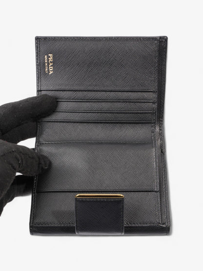 Prada Compact Wallet Black Saffiano Leather