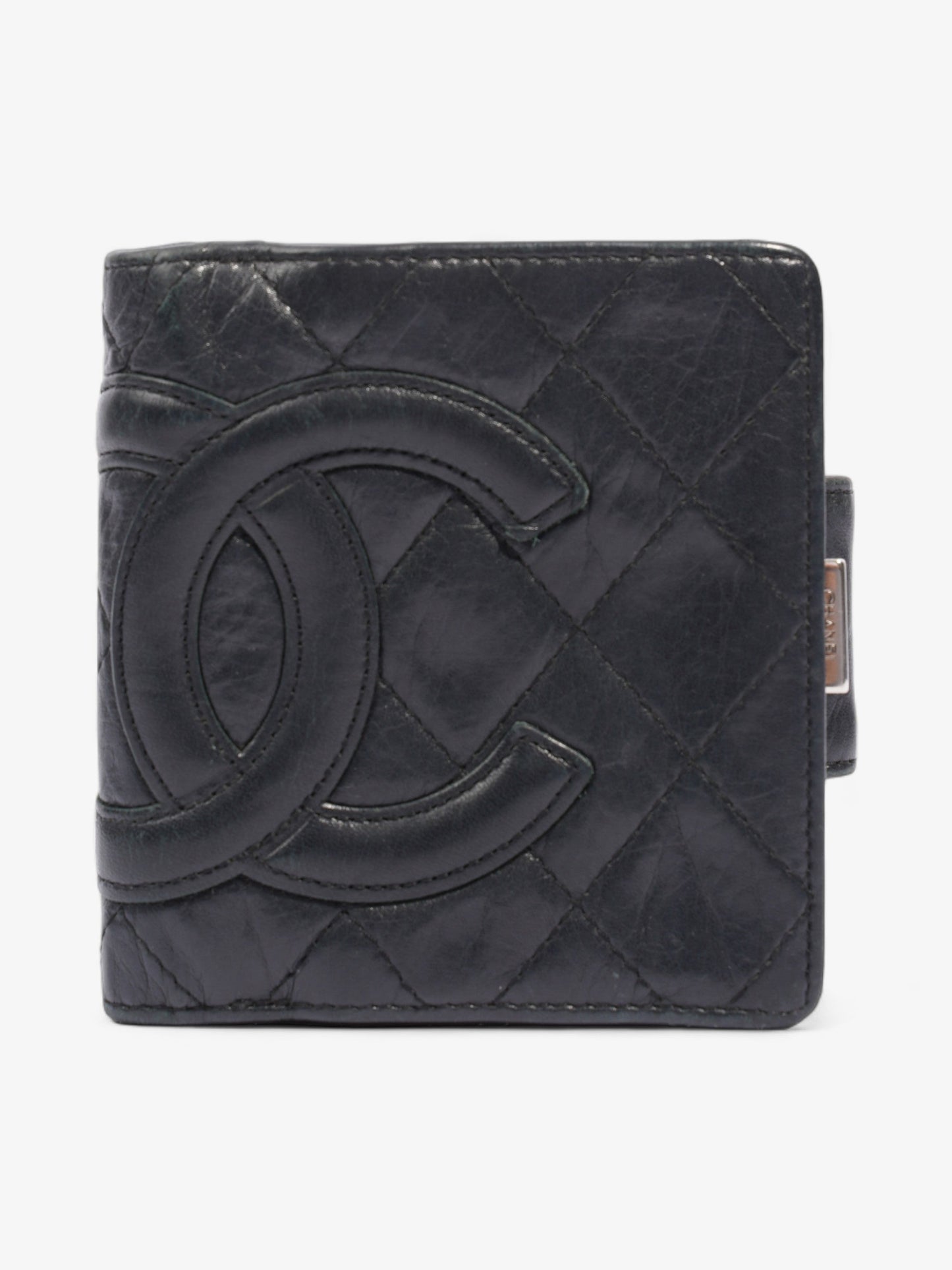 Chanel Cambon Lambskin Compact Wallet Black Lambskin Leather