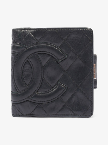 Chanel Cambon Lambskin Compact Wallet Black Lambskin Leather