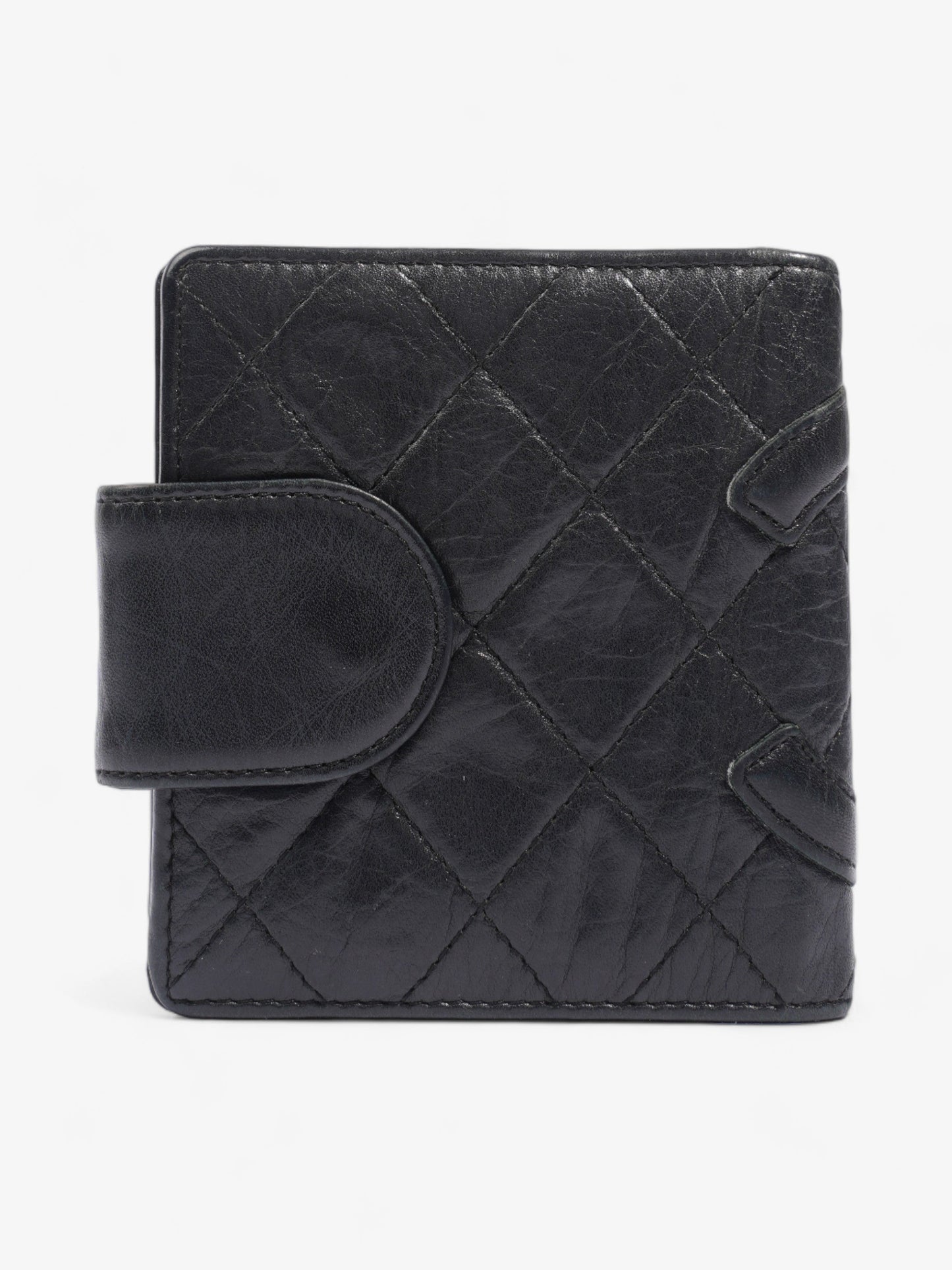 Chanel Cambon Lambskin Compact Wallet Black Lambskin Leather
