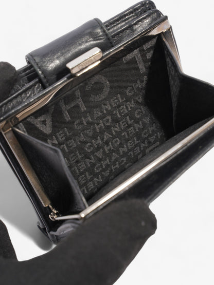 Chanel Cambon Lambskin Compact Wallet Black Lambskin Leather