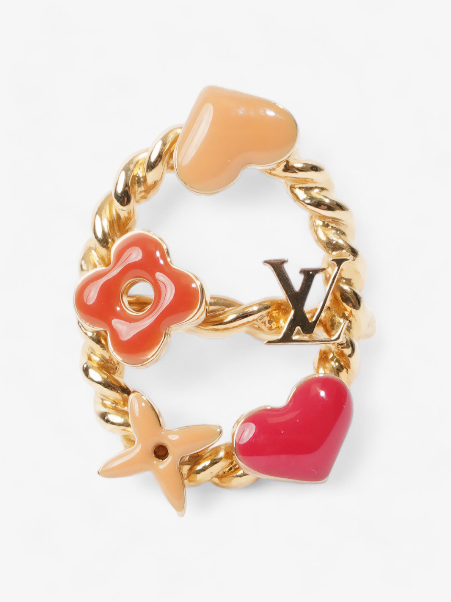 Louis Vuitton Monogram Sweet Ring Gold / Orange / Pink Brass L (Circumference - 51mm)