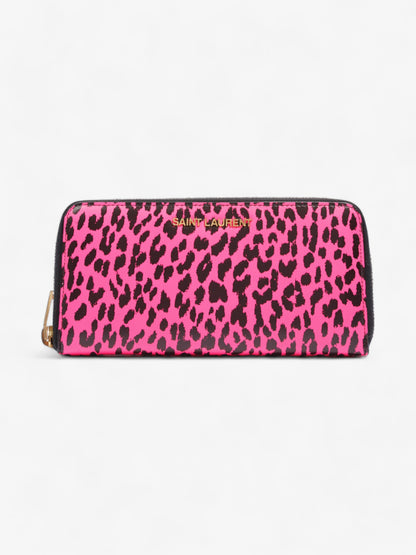 Saint Laurent Leather Zip Round Wallet Black / Pink Leather