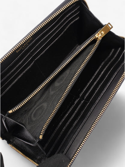 Saint Laurent Leather Zip Round Wallet Black / Pink Leather