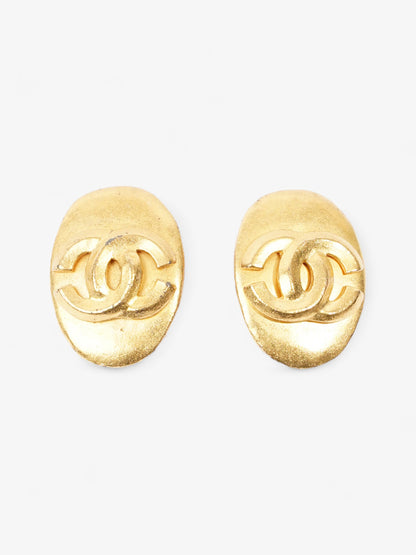 Chanel Oval Clip-On 96P Earrings Gold Gold Plated