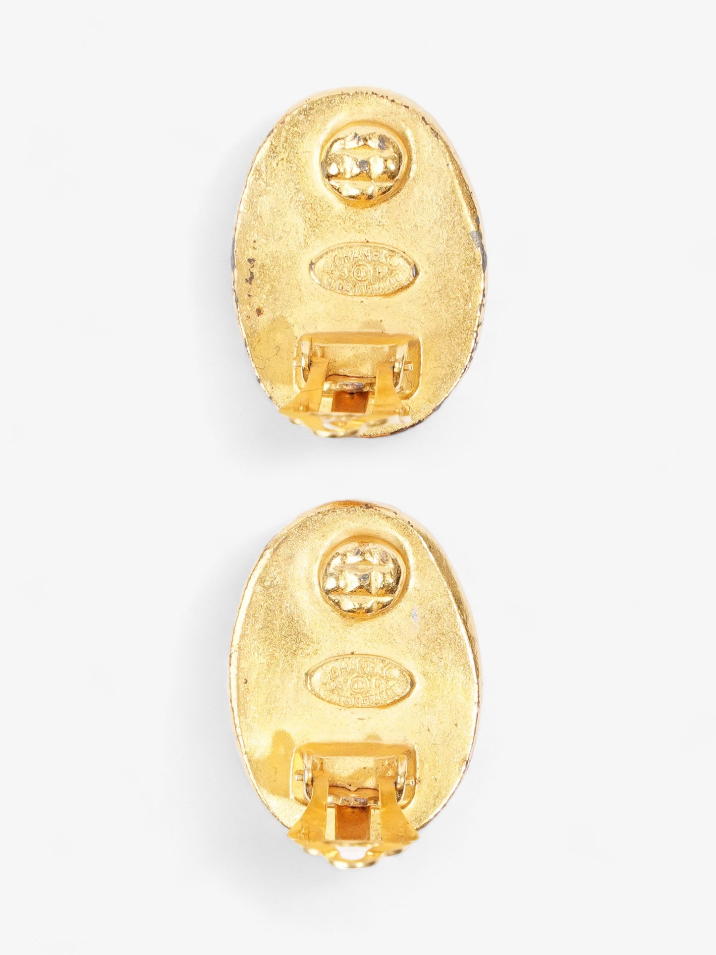 Chanel Oval Clip-On 96P Earrings Gold Gold Plated