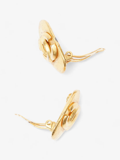 Chanel Oval Clip-On 96P Earrings Gold Gold Plated