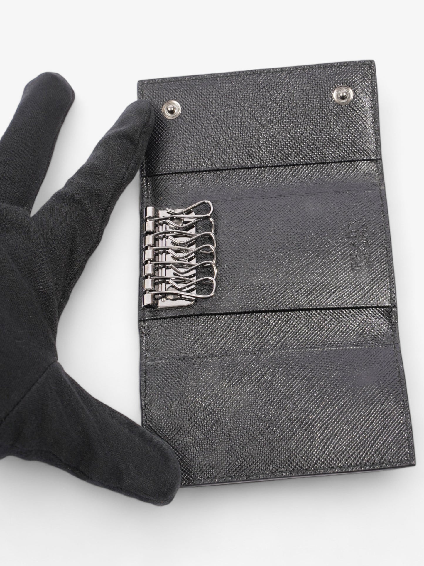 Prada Key Case Black Saffiano Leather
