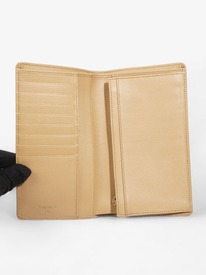 Chanel Button Wallet Beige Leather