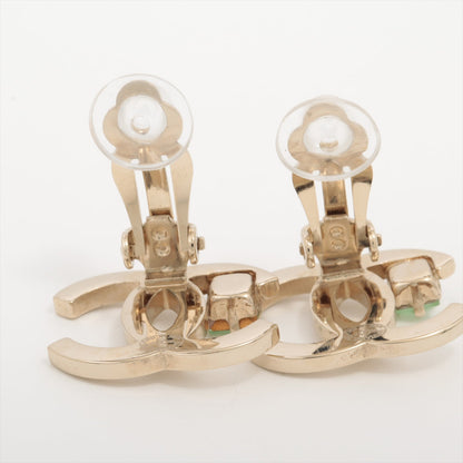 Chanel Coco Logo Green Gemstone Clip On Earrings Costume Jewellery