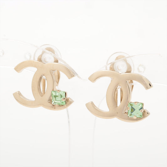 Chanel Coco Logo Green Gemstone Clip On Earrings Costume Jewellery