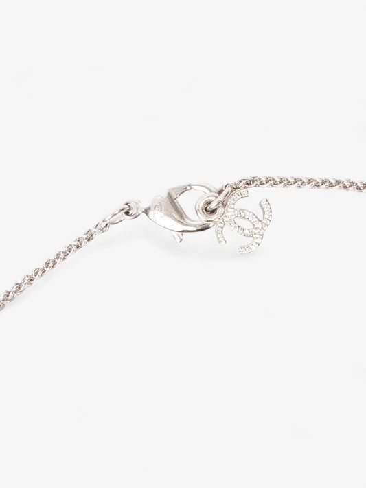 Chanel CC Pearl Drop Necklace Silver Silver Sterling
