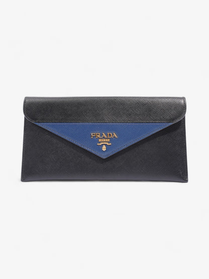 Prada Envelope Wallet Black / Blue Saffiano Leather