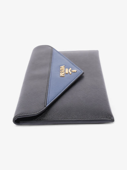 Prada Envelope Wallet Black / Blue Saffiano Leather