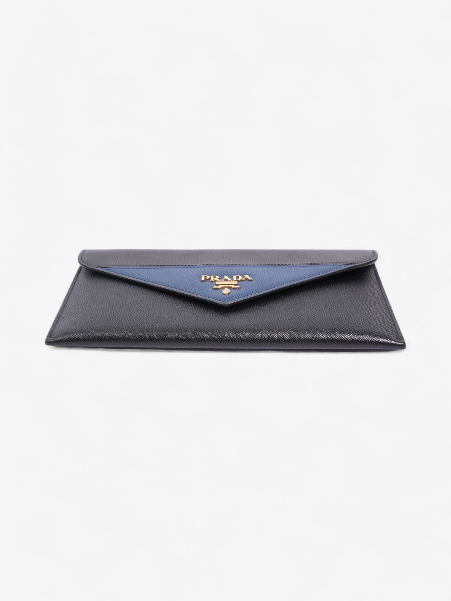 Prada Envelope Wallet Black / Blue Saffiano Leather