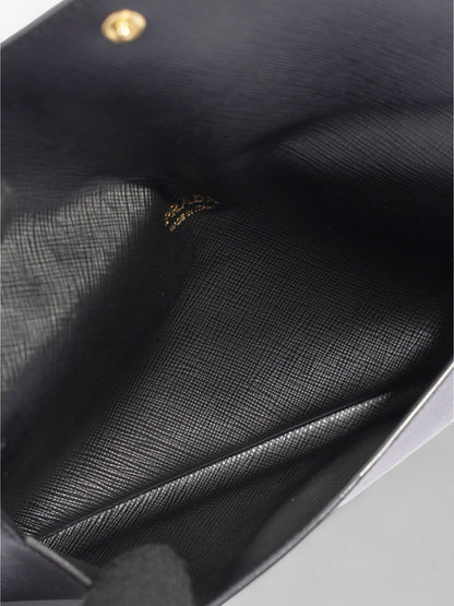 Prada Envelope Wallet Black / Blue Saffiano Leather