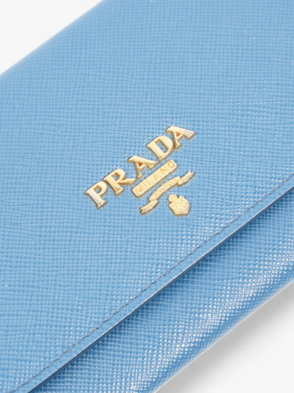 Prada Bifold Card Case Light Blue Saffiano Leather