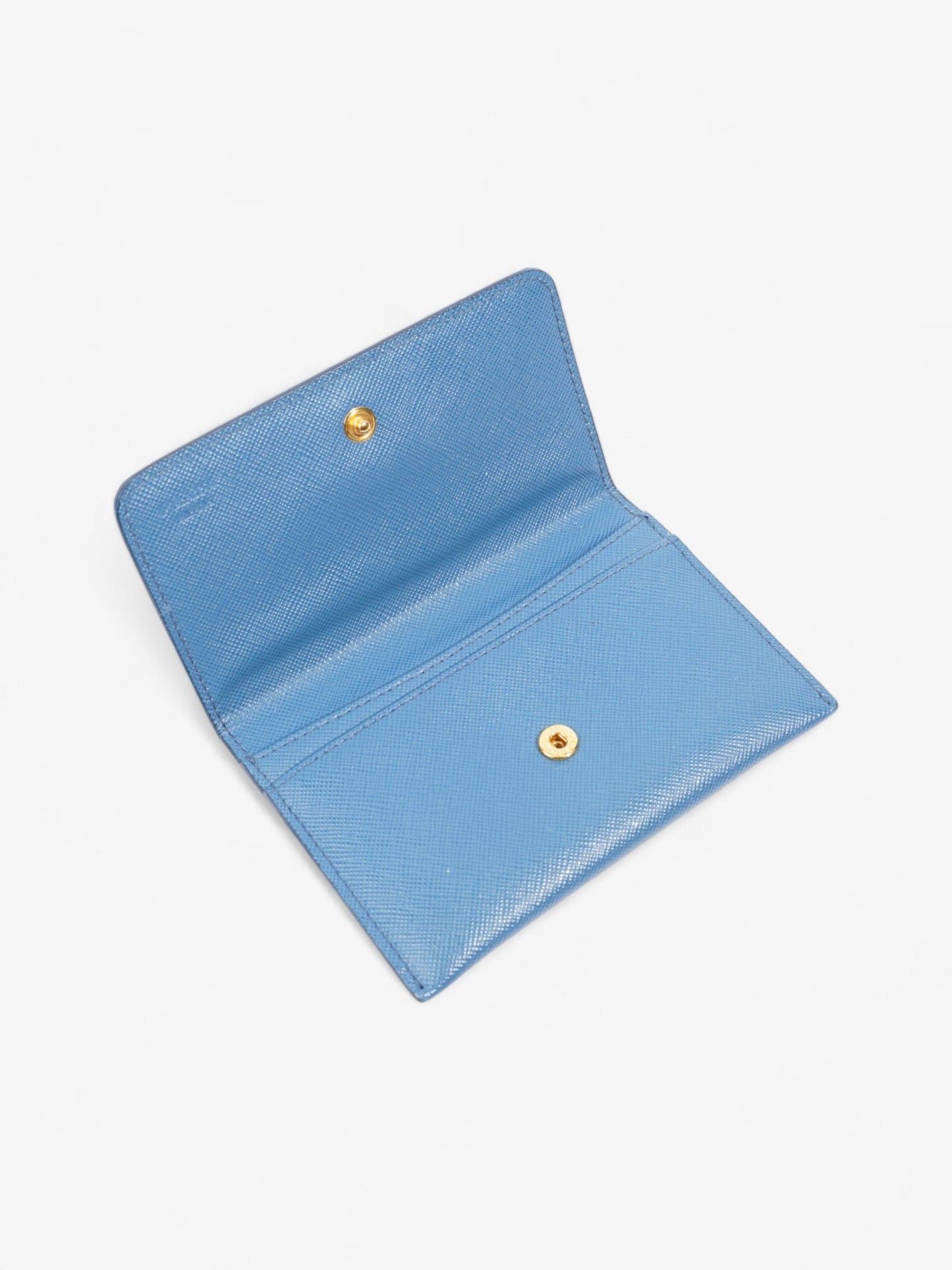 Prada Bifold Card Case Light Blue Saffiano Leather