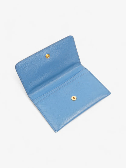Prada Bifold Card Case Light Blue Saffiano Leather
