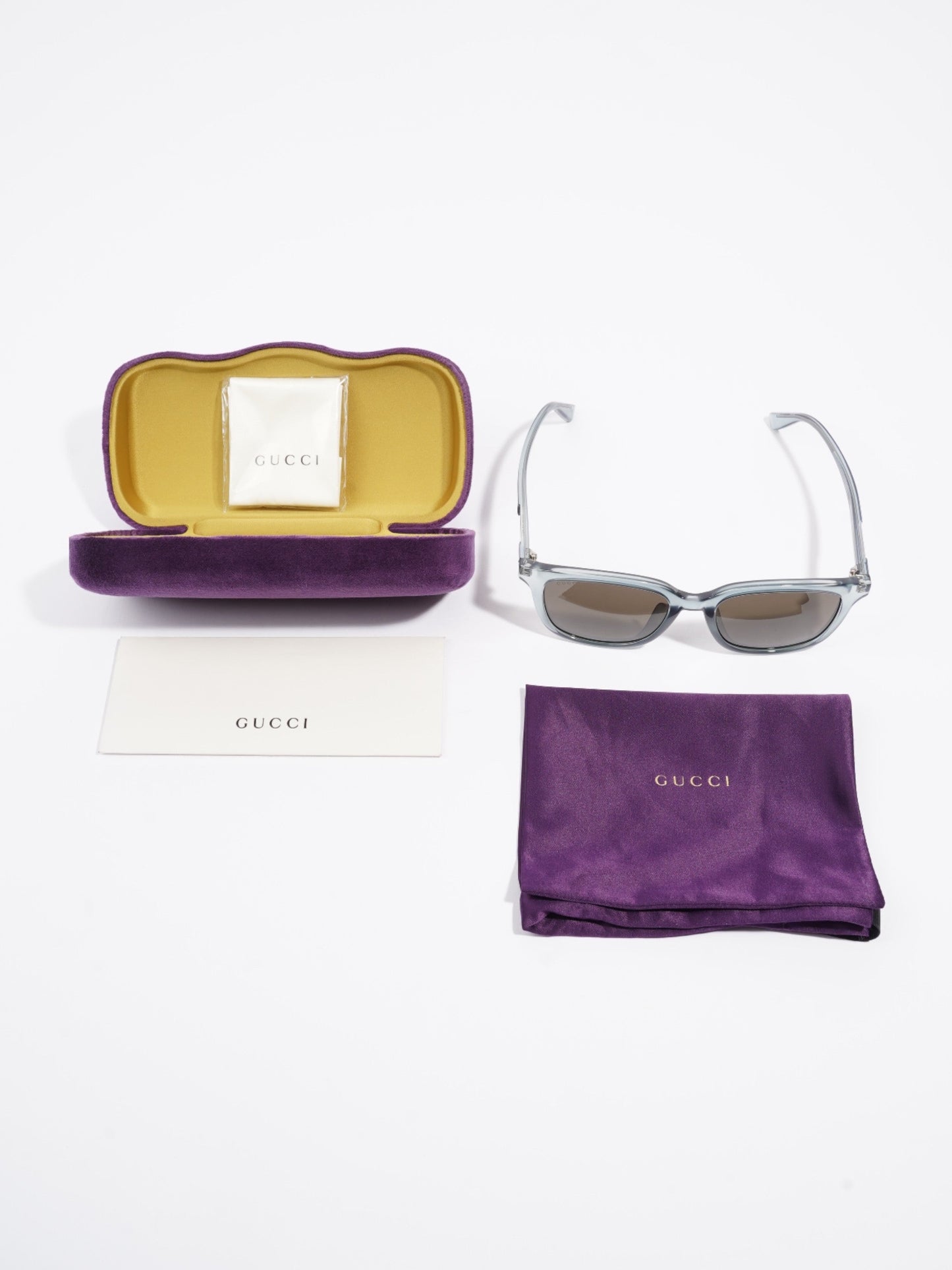 Gucci Clear Frame Sunglasses Blue Acetate 150mm