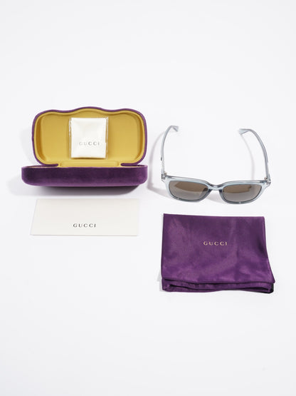 Gucci Clear Frame Sunglasses Blue Acetate 150mm