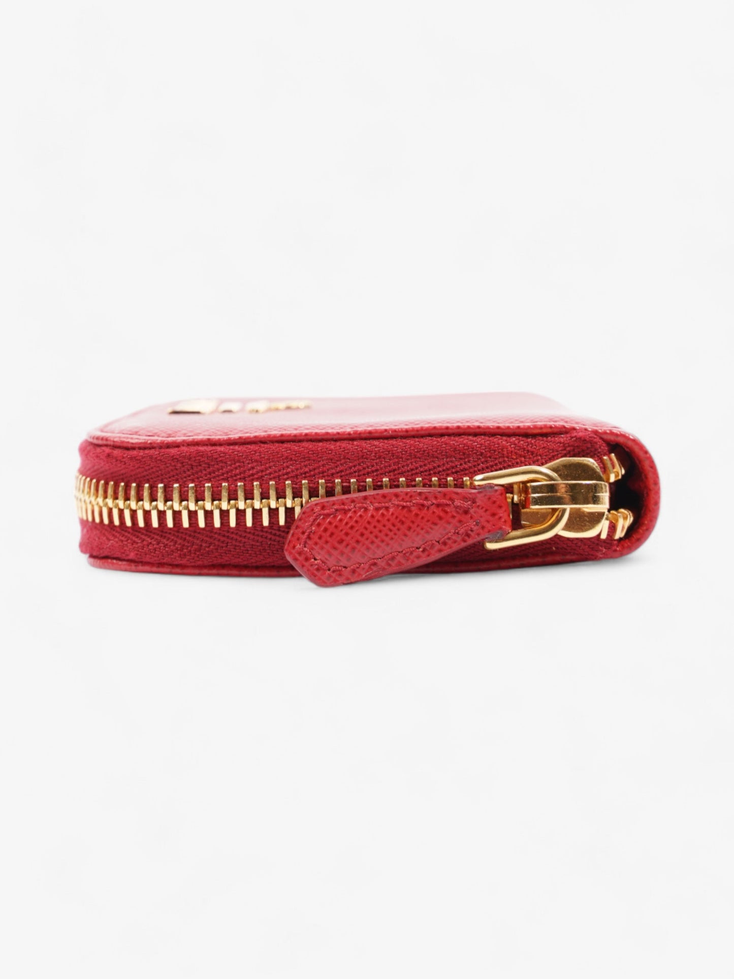 Prada Zip Around Wallet Red Saffiano Leather