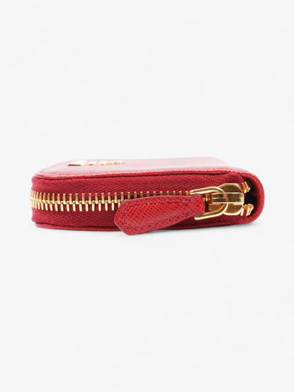 Prada Zip Around Wallet Red Saffiano Leather