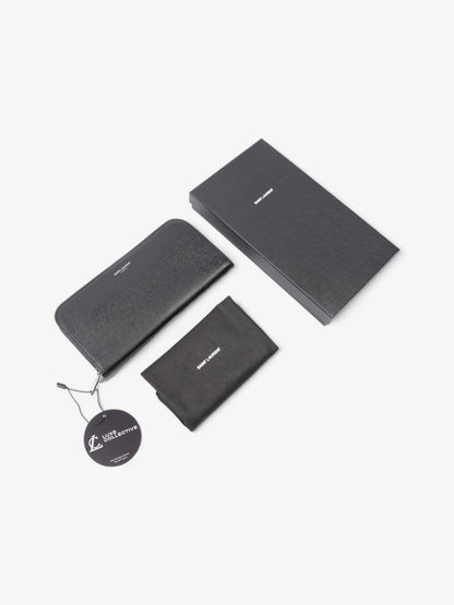 Saint Laurent Classic Zip-Around Wallet Black Leather