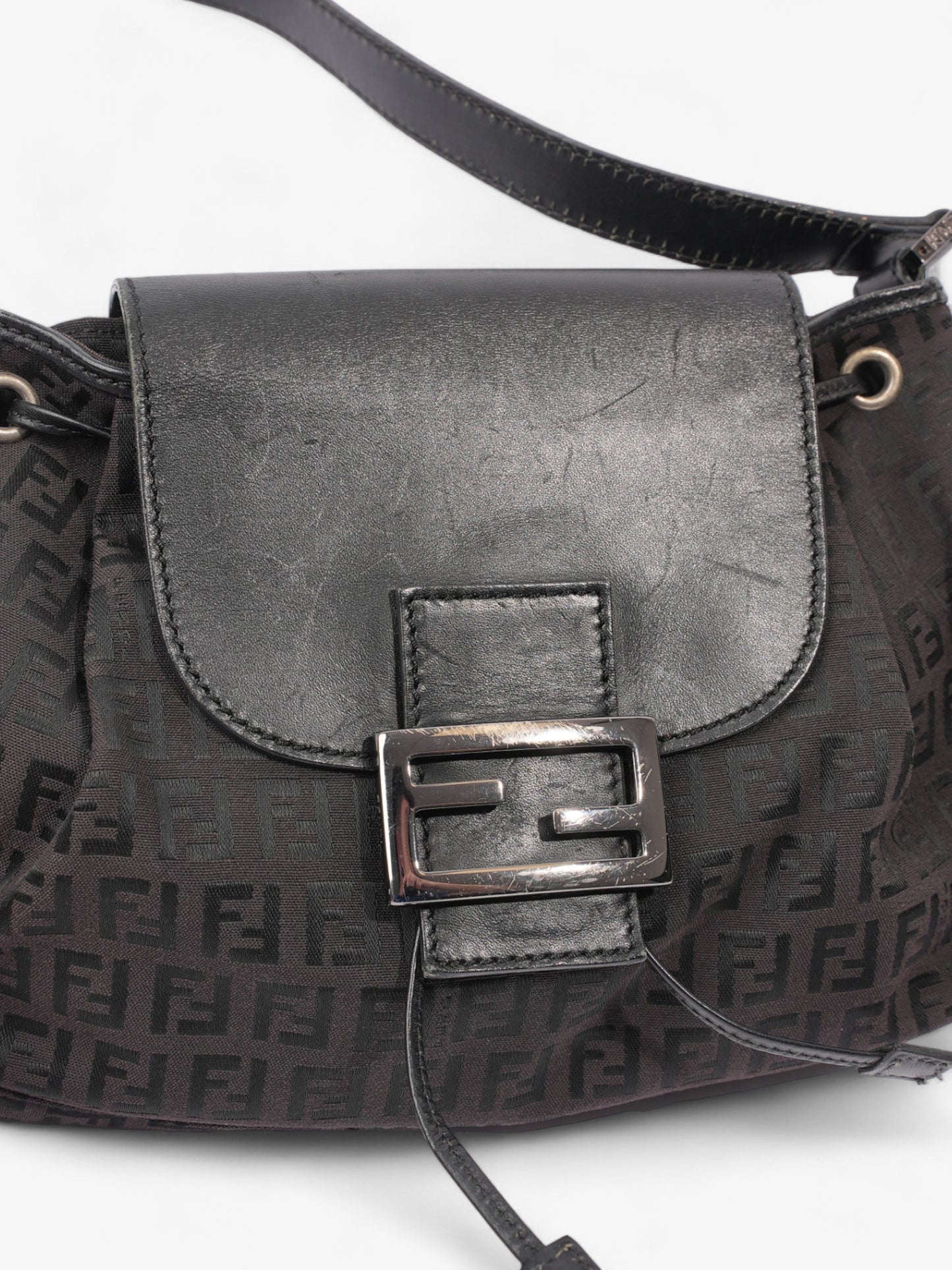 Fendi Zucchino Baguette Zucca / Black Canvas