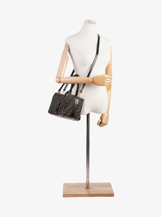 Fendi Two Way Boston Bag Zucca Canvas