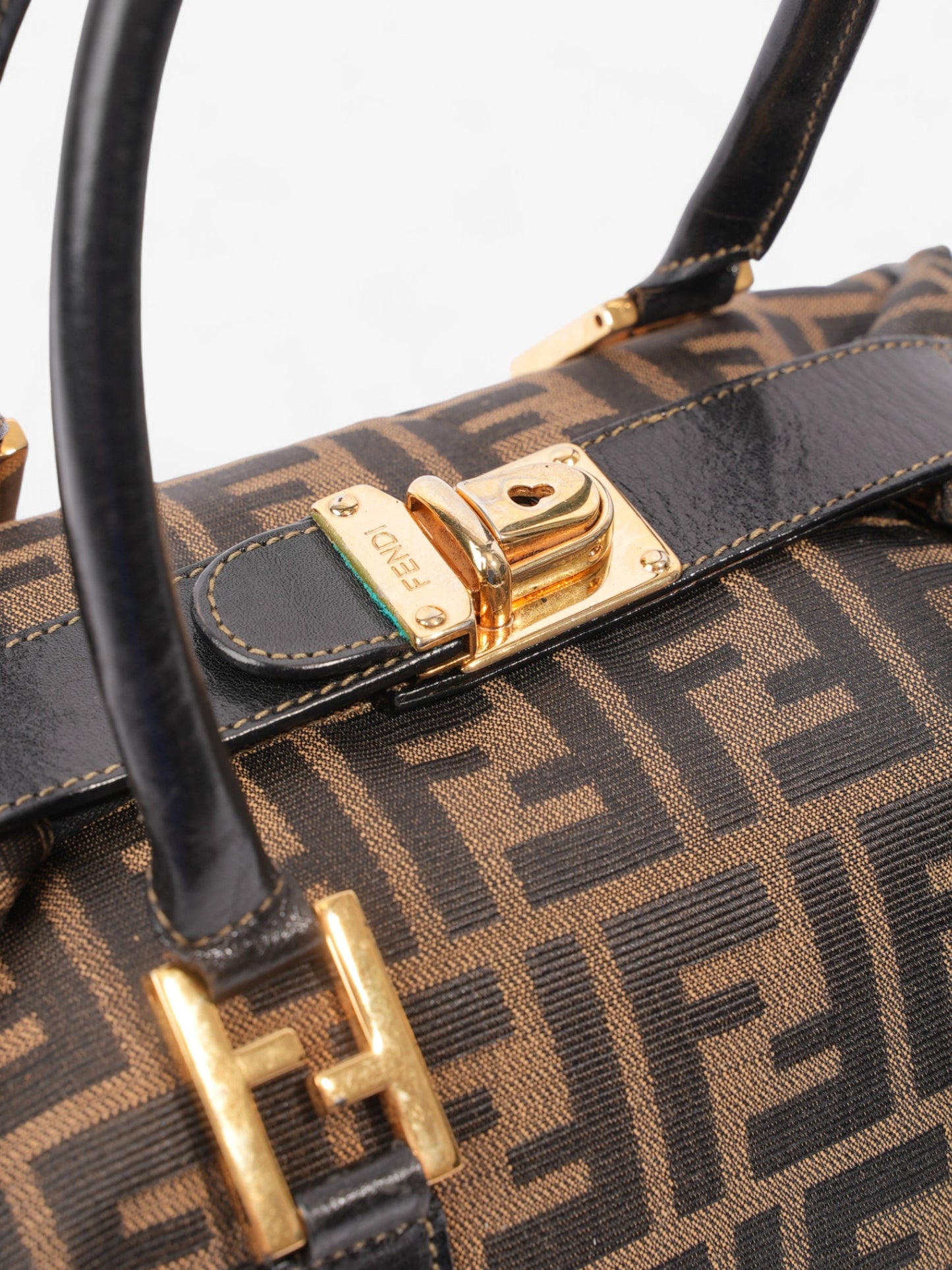 Fendi Two Way Boston Bag Zucca Canvas