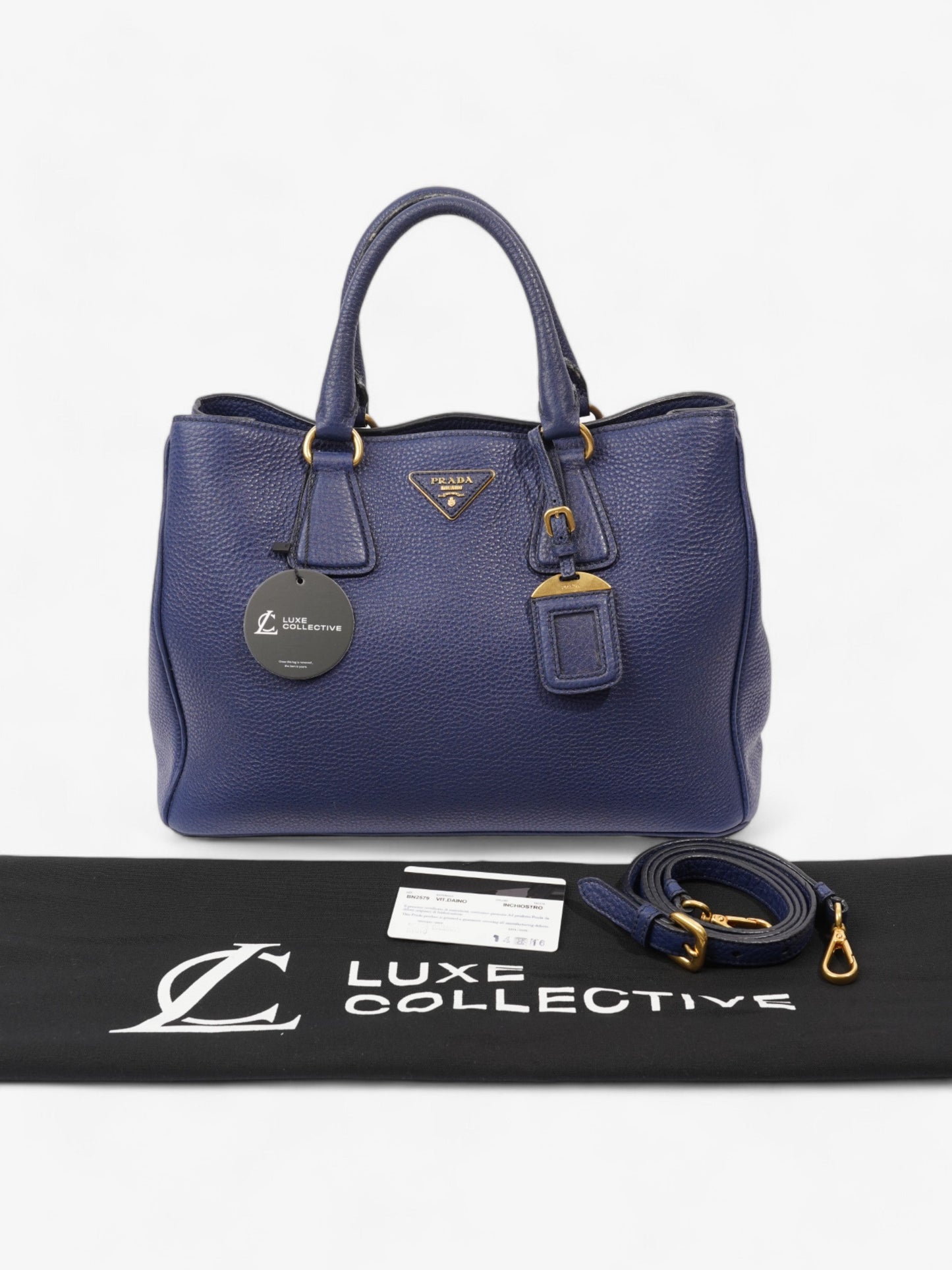 Prada Vitello Daino  Blue  Saffiano Leather