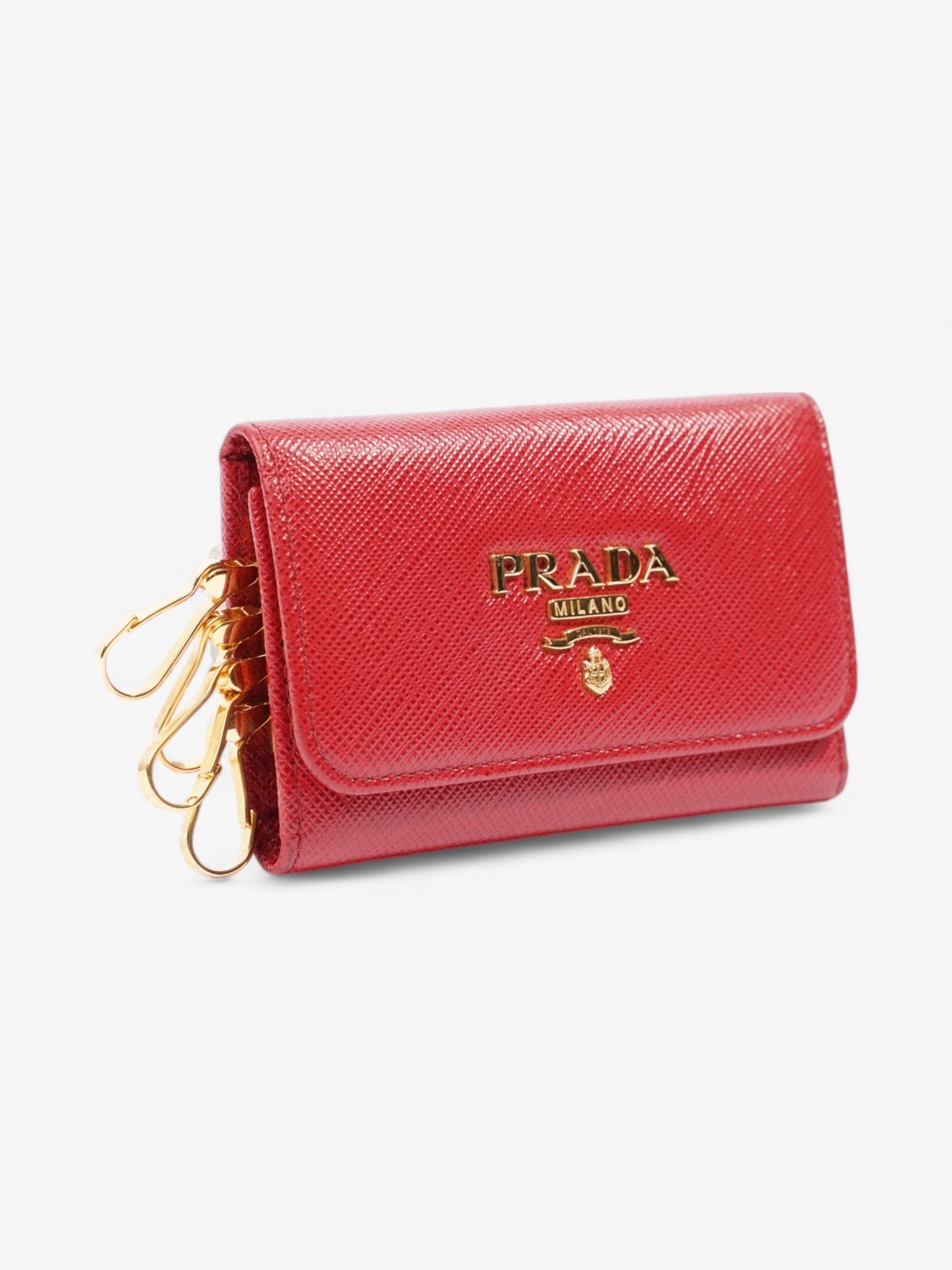 Prada Key Case Red Saffiano Leather
