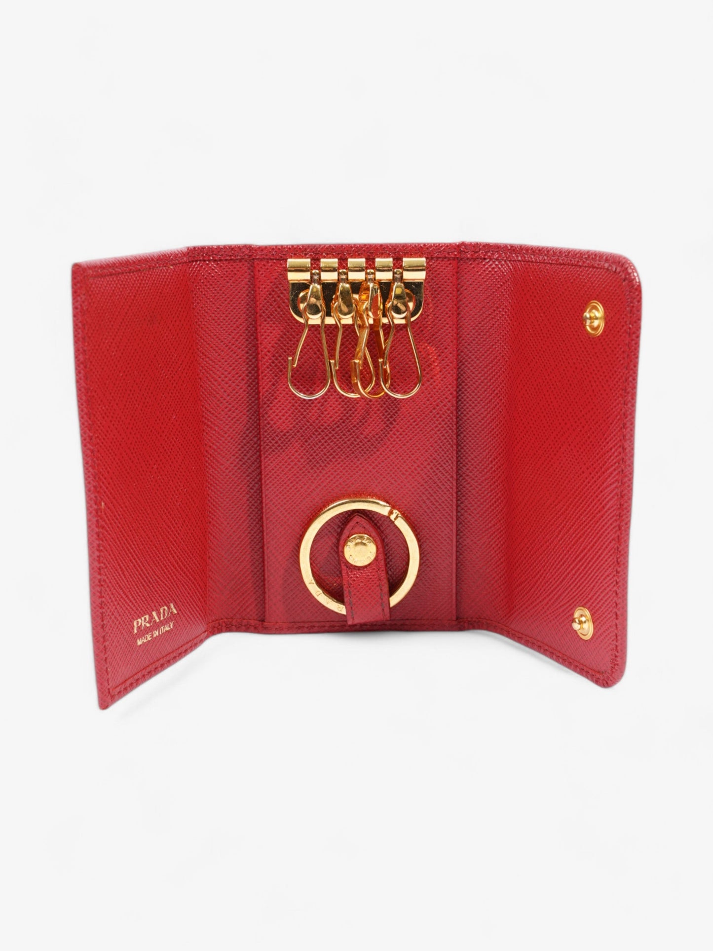 Prada Key Case Red Saffiano Leather