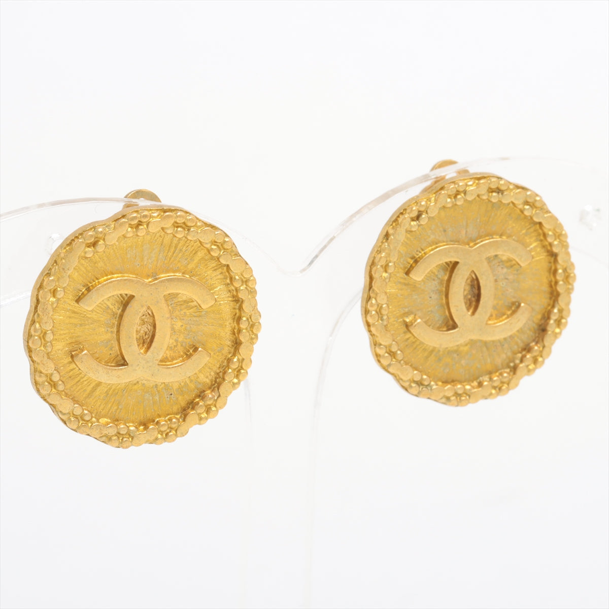 Chanel Coco Logo Gold Clip On Earrings Costume Jewellery