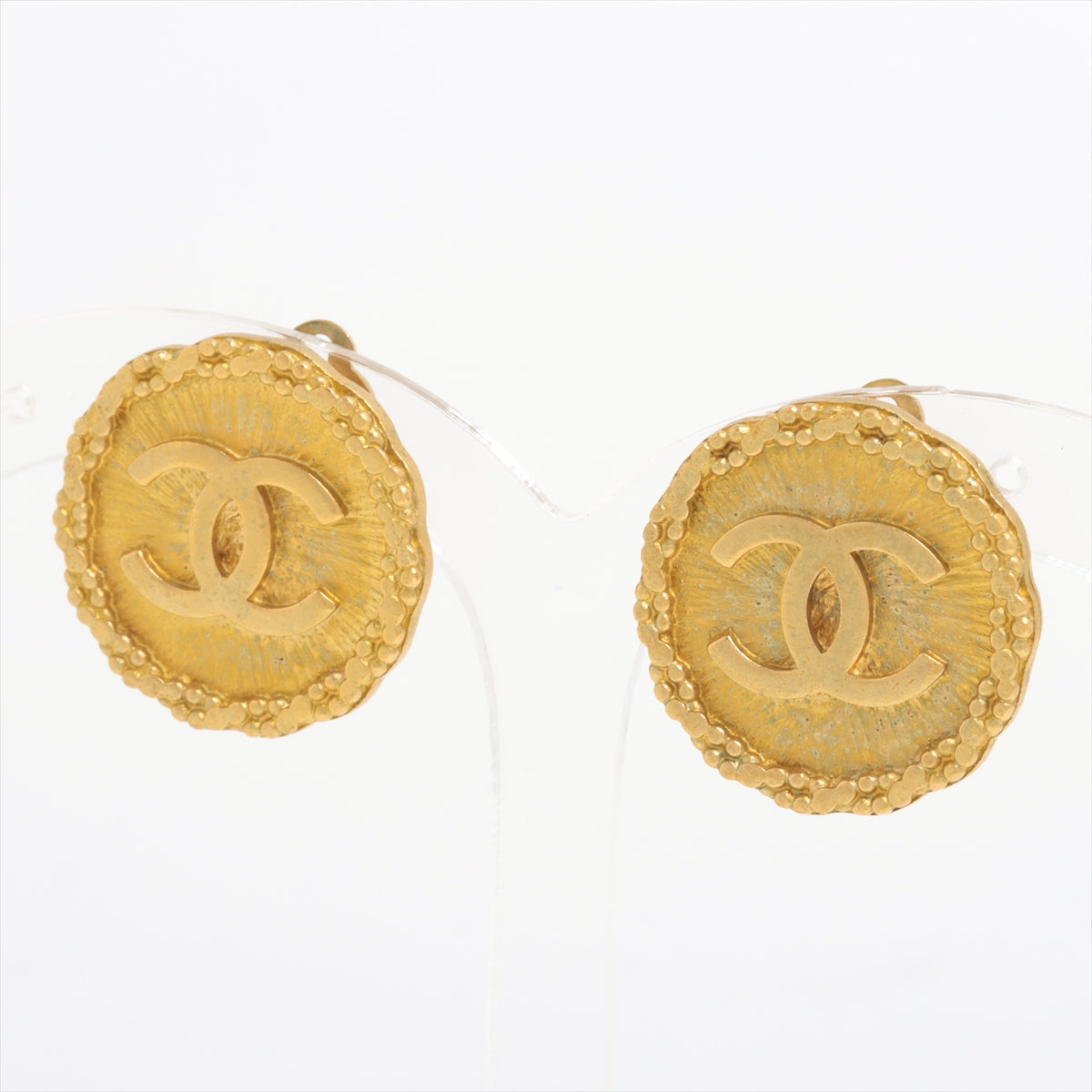 Chanel Coco Logo Gold Clip On Earrings Costume Jewellery