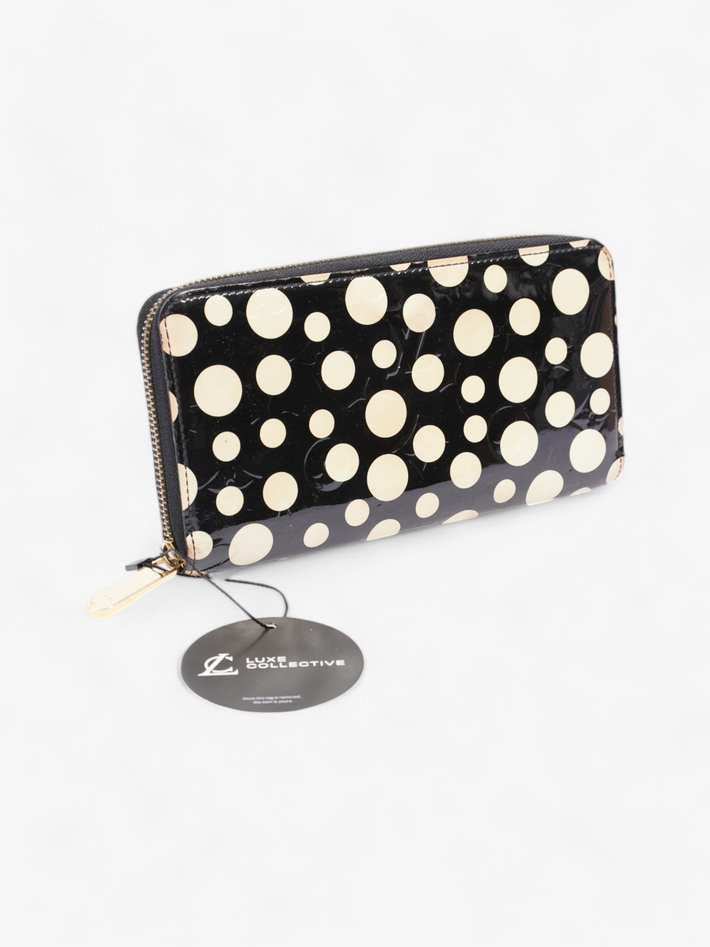Louis Vuitton x Yayoi Kusama Infinity Zippy Wallet Black / Cream Patent Leather