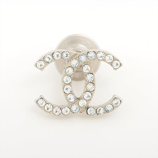 Chanel Coco Logo Silver Rhinestone Small Brooch Costume Jewellery